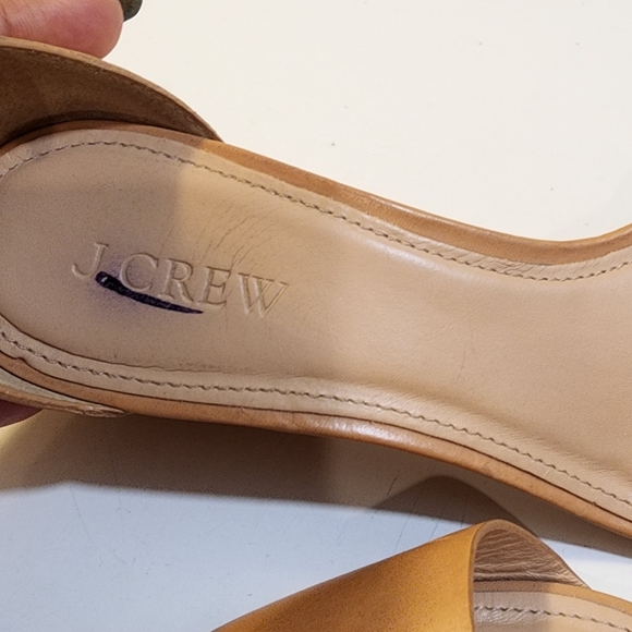 J Crew Tan Leather Open-Toe Wedge Wrap Ankle  Sandals Size 8 - Picture 2 of 12